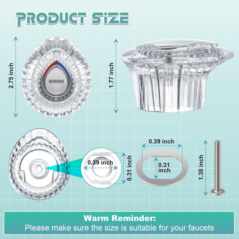Enhon 2 Pack Shower Knob Handle Kit Compatible with Moen 96797 Chateau Collection, Replacement Faucet Handle Kit for Bathroom Tub and Shower, Include Screws, Chrome Knob Insert, Made in Taiwan - Image 3